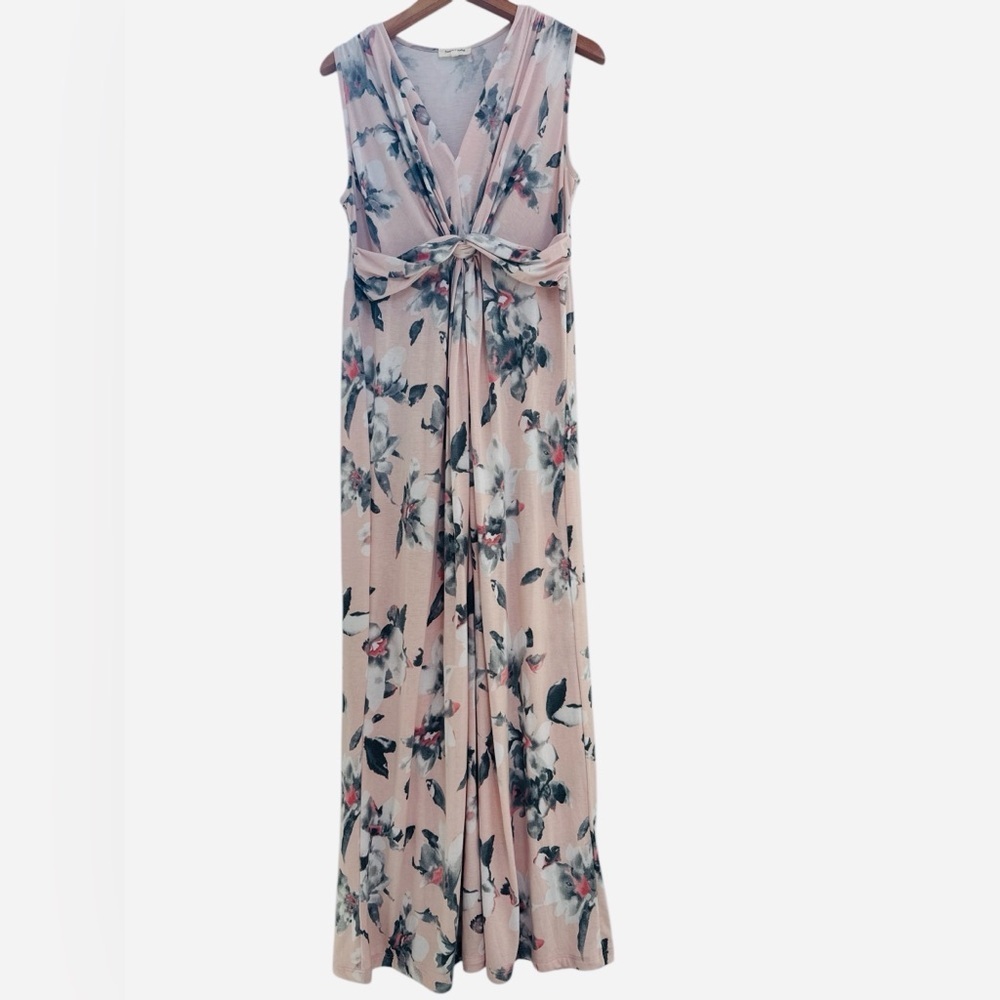 Sweet Lovely Maternity Maxi Dress Pink Floral Print Size Large